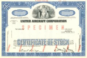 United Aircraft Corporation - Stock Certificate